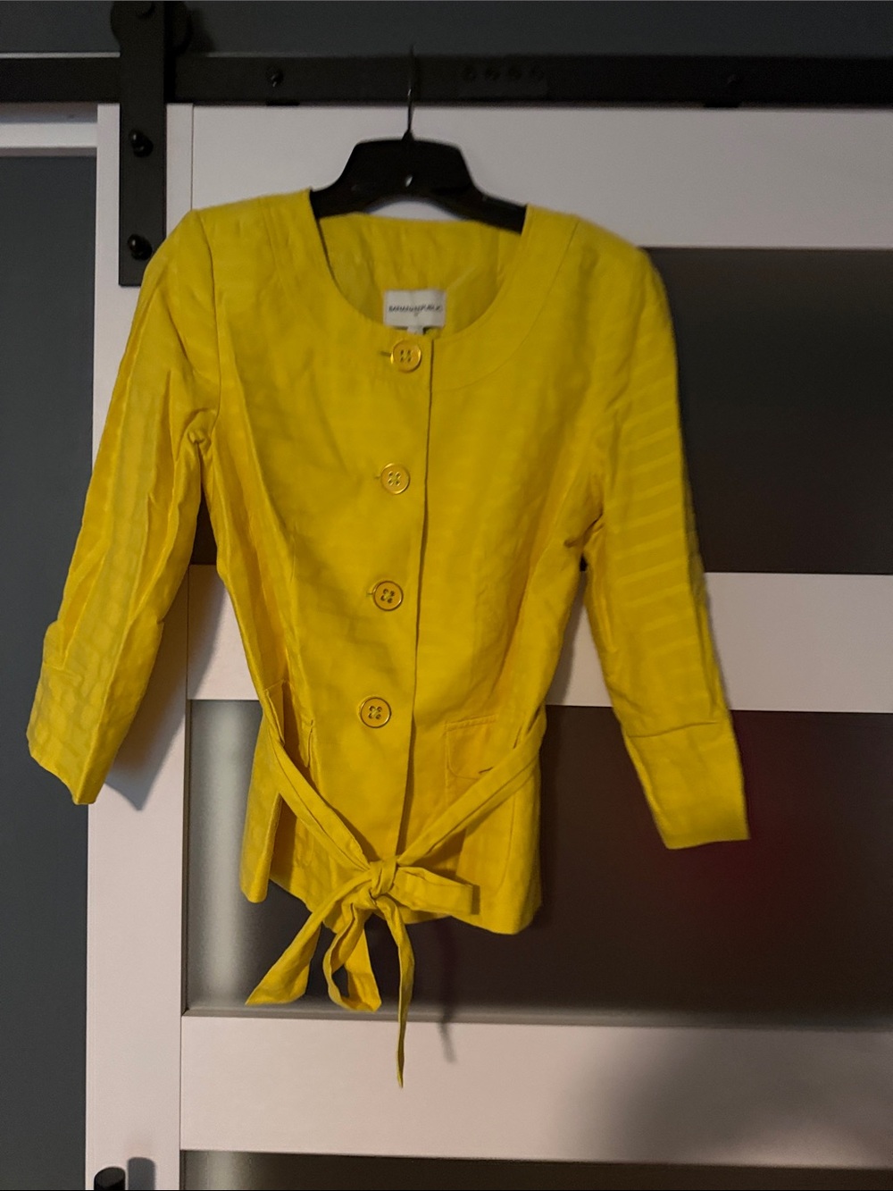 Banana Republic Factory Yellow Collarless Button Jacket